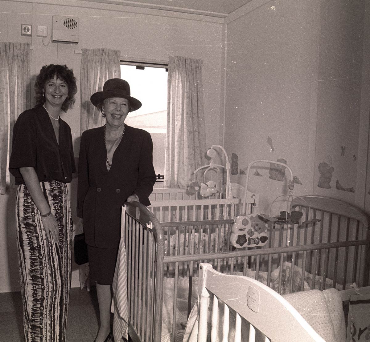 University Chancellor Dame Janet Baker (right) at the opening of the University's Baby Unit, October 1994 (York Digital Library)