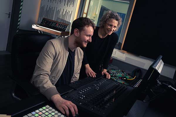 A Music Technology student with Dr Jude Brereton, a tutor in the Department.